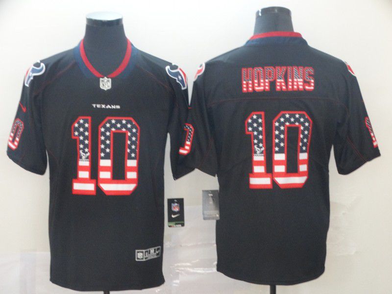 Men Houston Texans #10 Hopkins Nike USA Flag Fashion Black Color Rush Limited Jersey